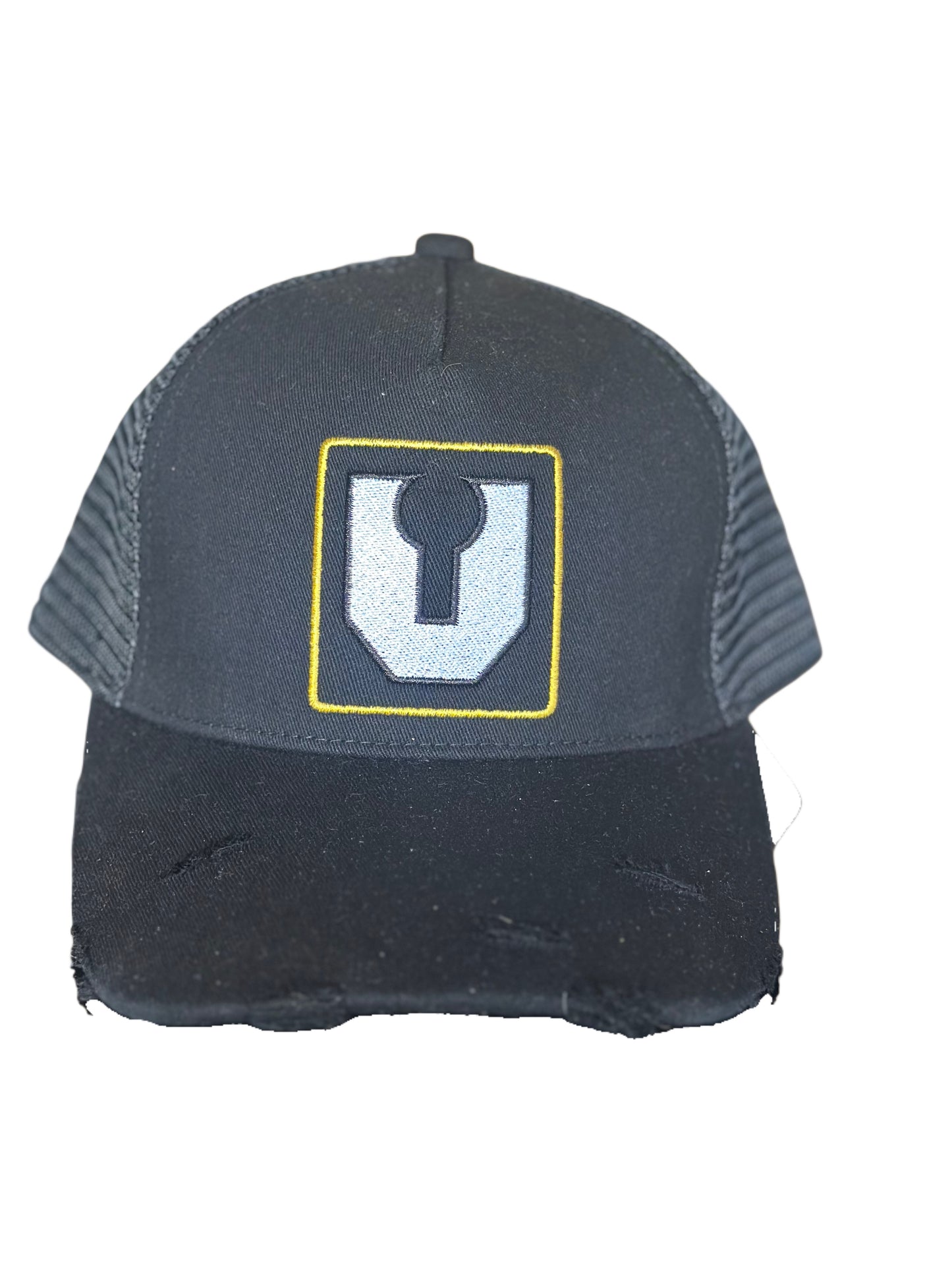 Black/yellow v cap